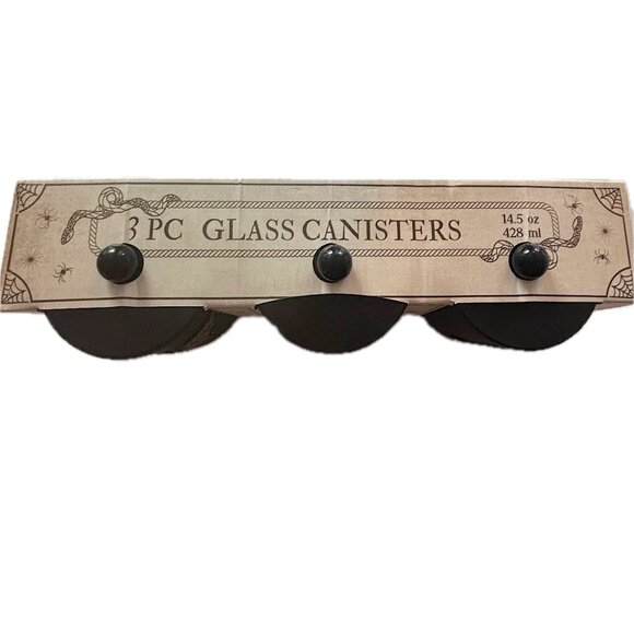 3 Matte Black Glass Storage Containers Crystal Embellished Apothecary Jars NIB - Picture 7 of 7